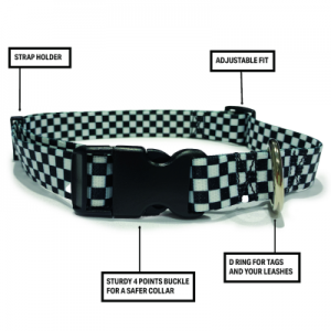 Perri's Black and White Checkered Dog Collar Small