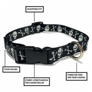 Perri's Skull and Crossbones Dog Collar Large